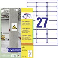 Avery-Zweckform L7874-20 ( 63.5 x 29.6 mm, Wit, 540 stuk(s), Permanent hechtend, Sterk hechtend