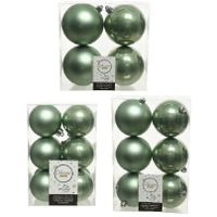 Kerstversiering kunststof kerstballen salie groen 6-8-10 cm pakket van 44x stuks