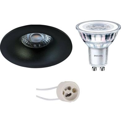 Philips - Led Spot Set - Corepro 827 36d - Pragmi Nora Pro - Gu10 Fitting - Inbouw Rond - Mat Zwart - 4.6w - Warm Wit