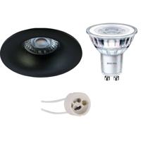 Philips - Led Spot Set - Corepro 827 36d - Pragmi Nora Pro - Gu10 Fitting - Inbouw Rond - Mat Zwart - 4.6w - Warm Wit