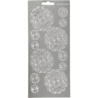 Creotime stickervel zilver bloemen