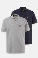 Ulla Popken Poloshirt, set, 2-delig, halvemouw, recht model, piqué, ademend - Grote Maten