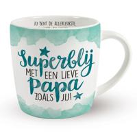 Miko Cadeau koffie/thee mok vader - wit/groen - lieve papa - porselein - Vaderdag