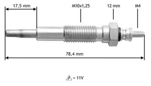 Gloeibougie VALEO, Spanning (Volt)11V, u.a. für Mitsubishi, Proton