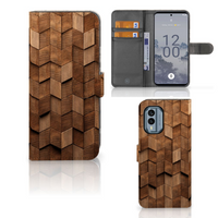 Book Style Case voor Nokia X30 Wooden Cubes