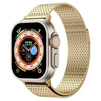 By Qubix - Stainless Steel Loop band - Goud - Extra strong - Compatible met Apple Watch 44mm / 45mm / 46mm / 49mm - Compatible Apple watch bandjes