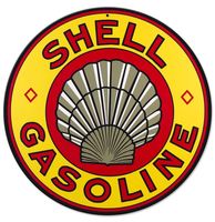 Shell Gasoline Logo Zwaar Metalen Bord - 36 cm ø - thumbnail