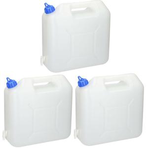 Jerrycan voor water - 3x - 5 liter - Kunststof - met kraantje en dop