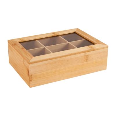 Bamboe theekistje - 6 vakken - 23x16x8 cm Bamboe theekistje - 6 vakken - 23x16x8 cm