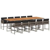 vidaXL 11-delige Tuinset met kussens poly rattan grijs, loungeset, tuinbank, loungeset tuin, tuintafel, loungebank, loungebank tuin, loungeset buiten
