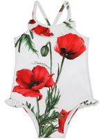 Dolce & Gabbana Kids maillot de bain volanté à fleurs - Blanc - thumbnail