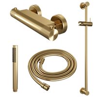 Douchekraanset Brauer Gold Carving Opbouw Met Glijstang En Staafhanddouche Geborsteld Goud Brauer - thumbnail