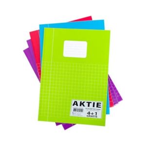 Pakket van 5x stuks schoolschriften A4 ruitjes/wiskunde gekleurd