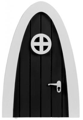 A Little Lovely Company monsterdeur junior 15 cm hout zwart/wit A Little Lovely Company monsterdeur junior 15 cm hout zwart/wit