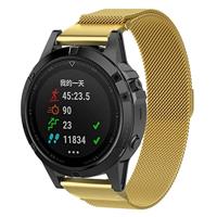By Qubix - Milanese bandje - Goud - Compatible met Garmin Fenix 7X / 6X / 5X - Compatible Garmin bandje
