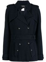 CHANEL Pre-Owned trench court à taille ceinturée - Bleu