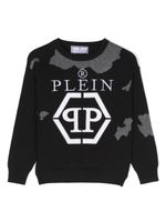 Philipp Plein Junior pull en coton à logo brodé - Noir - thumbnail