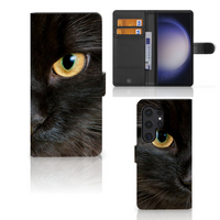 Samsung Galaxy S24 Ultra Telefoonhoesje met Pasjes Zwarte Kat