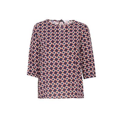 Paprika top met all over print marine/ecru/rood