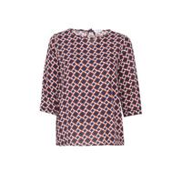 Paprika top met all over print marine/ecru/rood