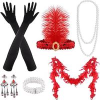 Vintage Jaren 1920 Gatsby Jaren '20 flapper hoofdband Accessoireset Ketting Oorbel Charleston Dames Veer Modieus Maskerade Festival Handschoenen Lightinthebox