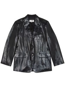 MM6 Maison Margiela blazer enduit à simple boutonnage - Noir