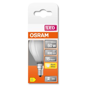 OSRAM 4058075434929 LED-lamp Energielabel D (A - G) E14 Peer 5.5 W = 60 W Warmwit (Ø x l) 45 mm x 77 mm 1 stuk(s)