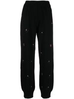 Barrie pantalon en cachemire à fleurs brodées - Noir