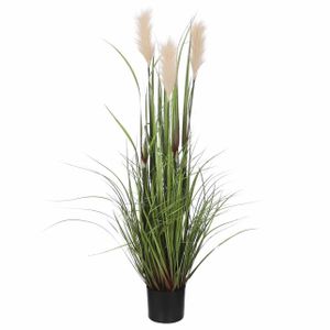 Mica Decorations - gras kunstplant - groen/creme - H120 x D45 cm   -