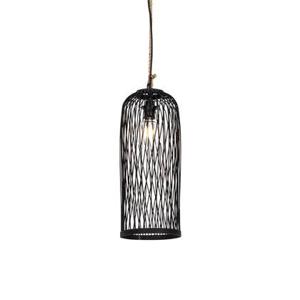 QAZQA Landelijke buiten hanglamp zwart rotan 25 cm - Calamus