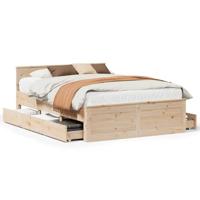 vidaXL Bedframe zonder matras met hoofdbord grenenhout 150x200 cm, bed, bed ombouw, boxspring, bedbodem, slaapkamermeubel, stapelbed, twijfelaar bed