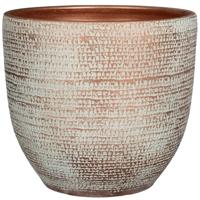 Mica Decorations Plantenpot - terracotta - koper met wit - 35x32cm