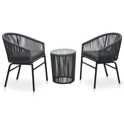 vidaXL 3-delige Bistroset met kussens PVC-rattan antraciet vidaXL 3-delige Bistroset met kussens PVC-rattan antraciet