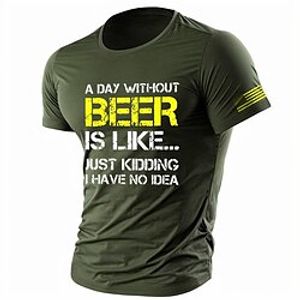 een dag zonder bier is als bier shirts heren 100% katoenen t-shirt grafisch letter ronde hals 3D print outdoor casual korte mouwen print kleding vintage mode klassiek comfortabel Lightinthebox