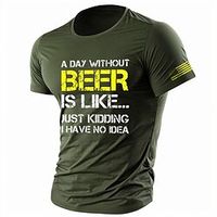 een dag zonder bier is als bier shirts heren 100% katoenen t-shirt grafisch letter ronde hals 3D print outdoor casual korte mouwen print kleding vintage mode klassiek comfortabel Lightinthebox - thumbnail