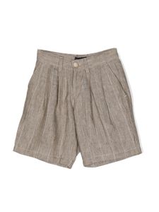 Emporio Armani Kids short rayé en lin - Marron