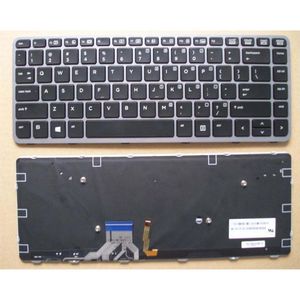 Notebook keyboard for HP EliteBook Folio 1040 G1 1040 G2 with silver frame backlit