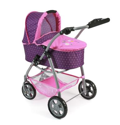 Combi poppenwagen Emotion 2 in 1 met reiswieg - Dots Purple Pink