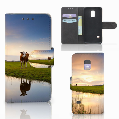 Samsung Galaxy S5 Mini Telefoonhoesje met Pasjes Koe Samsung Galaxy S5 Mini Telefoonhoesje met Pasjes Koe