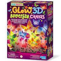 4M KidzMaker 3D Glow Butterfly Canvas, maak je eigen lichtgevende vlinder kunstwerk, kunst- en knutselset voor jongens en meisjes vanaf 5 jaar