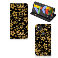 Google Pixel 4a Smart Cover Gouden Bloemen