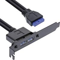 InLine 33390C sleufplaat (USB 3.0, 2x USB-aansluiting op interne moederpoort, 0, 5 m)