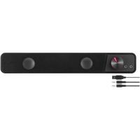 Speedlink BRIO Stereo Soundbar - met uitstekende geluidskwaliteit, 12 watt, compact ontwerp, 2x 3,5 mm jackplug aansluiting, USB-A-plug, met volumeregeling, koptelefoon- en microfoonaansluiting, zwart
