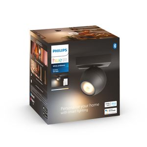 Philips Lighting Hue LED-plafondspots 871951433924800 Hue White Amb. Buckram Spot 1 flg. schwarz 350lm inkl. Dimmschalter GU10 5 W