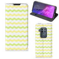 Motorola One Zoom Hoesje met Magneet Waves Yellow - thumbnail