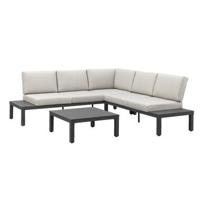 Loungeset Aveyron aluminium antraciet 81x234x70 cm - Leen Bakker