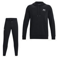 Under Armour Essential Fleece Trainingspak Hooded Zwart Wit - thumbnail