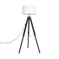 QAZQA Vloerlamp Tripod zwart met kap 45cm linnen wit - thumbnail