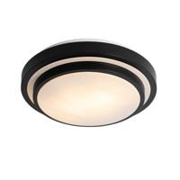 QAZQA - Moderne plafondlamp zwart met wit 35 cm IP44 - Walden | Buitenverlichting | Woonkamer - Staal Rond - E27 Geschikt voor LED - Max. 2 x 15 Watt
