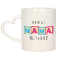 Cadeau koffie/thee mok voor mama - blauw/roze - hartjes oor - liefde - keramiek - Moederdag - thumbnail